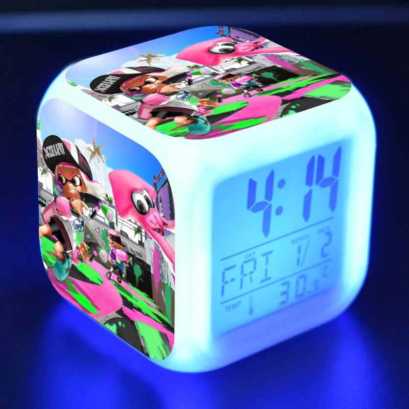 

Splatoon Cartoon Alarm Clock Kids Toys Led reloj despertador digital alarm clock electronic wake up light table reveil wekker