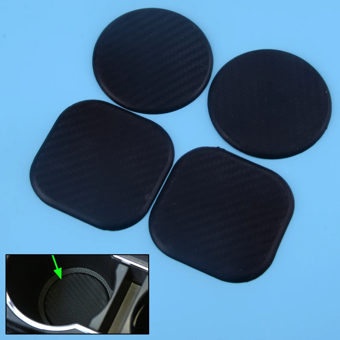

DWCX 2Pcs Carbon Fiber Texture Water Cup Slot Non-Slip Mat Car Vehicle Silicone Accrssories