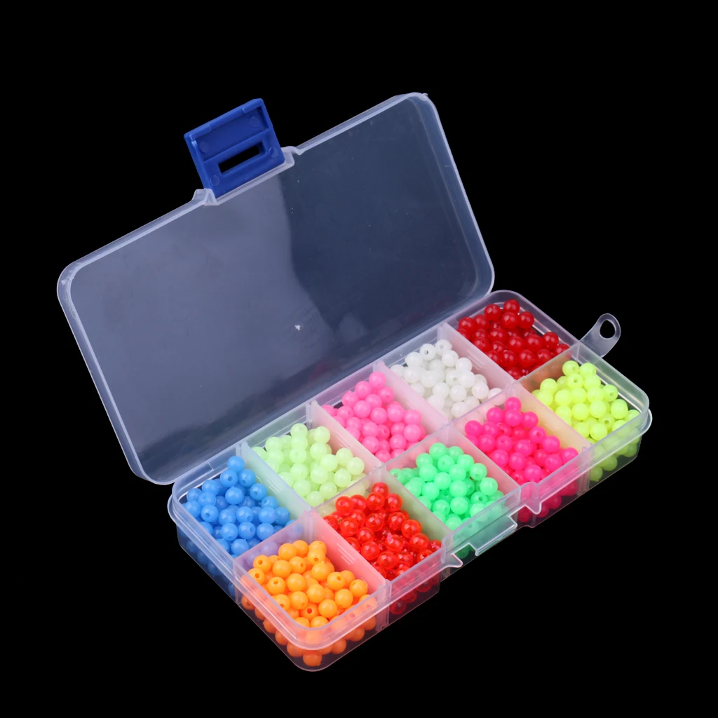 1000 Pieces Luminous Fishing Beads Lure Night Glow Beads Fishing Beads Kit Fishing Tackle Tools for Stream Pool Lake River