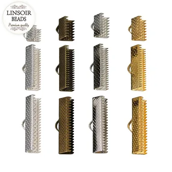 

LINSOIR 100pcs Silver Color Metal End Fastener Caps Fit 20 25 mm Flat Leather Cord End Clasps Connectors For Diy Jewelry Making