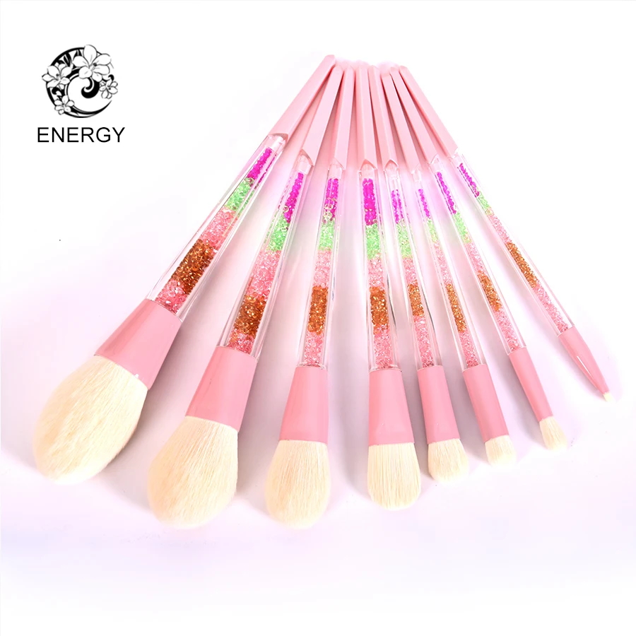 ENERGY Brand 8pcs Rainbow Makeup Brushes Professional Make Up Brush Set Colorful Handle Brochas