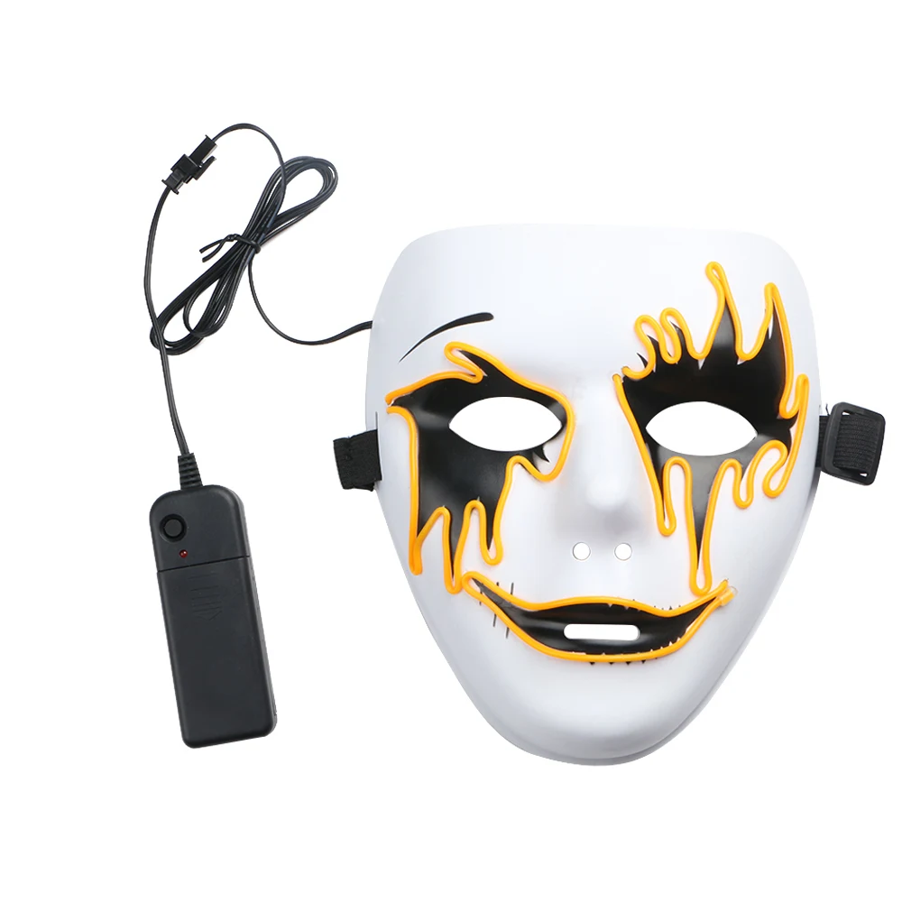 El Wire светящаяся маска на Хэллоуин Светодиодный свет Хэллоуин СВЕТОДИОДНЫЙ светящаяся маска ужасная маска оранжевый свет 3 режима - Испускаемый цвет: Orange