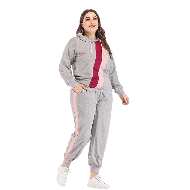 

Plus Size Auctionsuit Long Sleeve Thicken Hooded Sweatshirts 2 Piece Set Plus Size Casual Suit Women Tracksuit Set 4XL