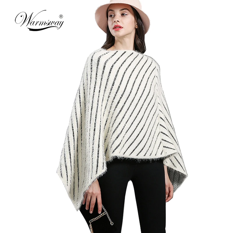 New Brand Quality guarantee Fashion Winter Autumn Striped Sweater Coat Elegant  Poncho Capes Shawl Cardigans  C-147