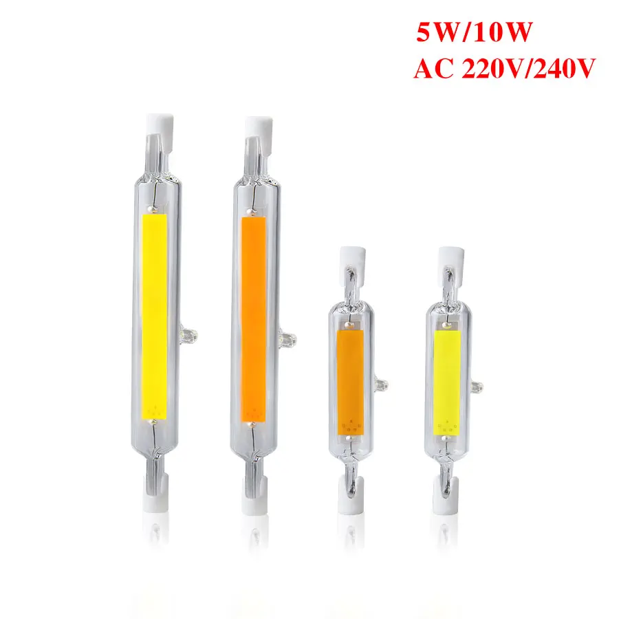 R7S светодиодный 118 мм 78 мм J78 J118 COB лампа стеклянная трубка 5 Вт 10 Вт сменный галогенный светильник AC 220 В 230 В Точечный светильник СВЕТОДИОДНЫЙ R7S