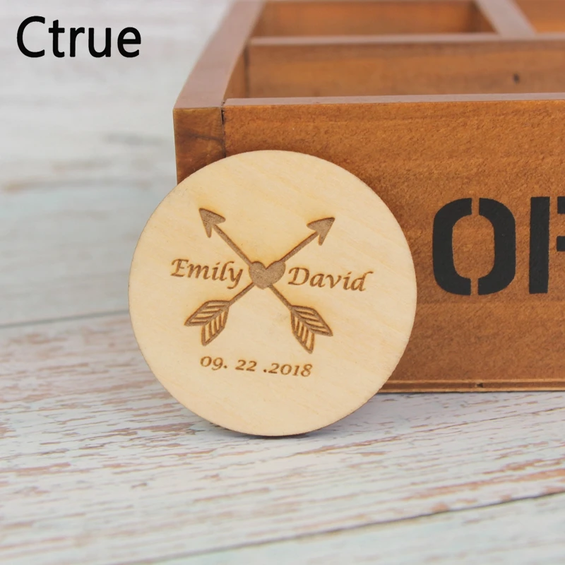 Personalized Wood tag Custom name & date wooden tags Rustic Wedding Invitation Souvenirs for guests - 32919737796