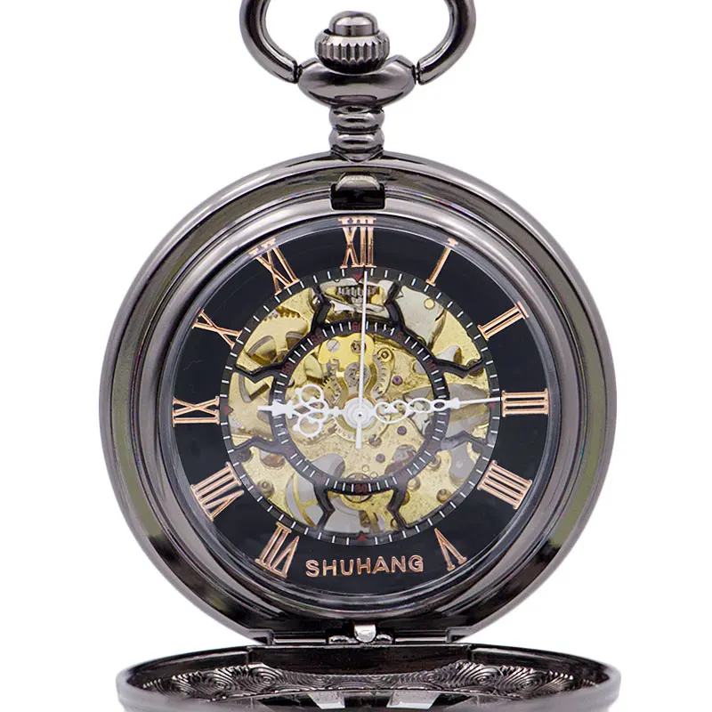 Высокое качество винтажные Механические карманные часы шестерни FOB часы цепь ожерелье кулон подарок для мужчин и женщин reloj de bolsillo PJX1406