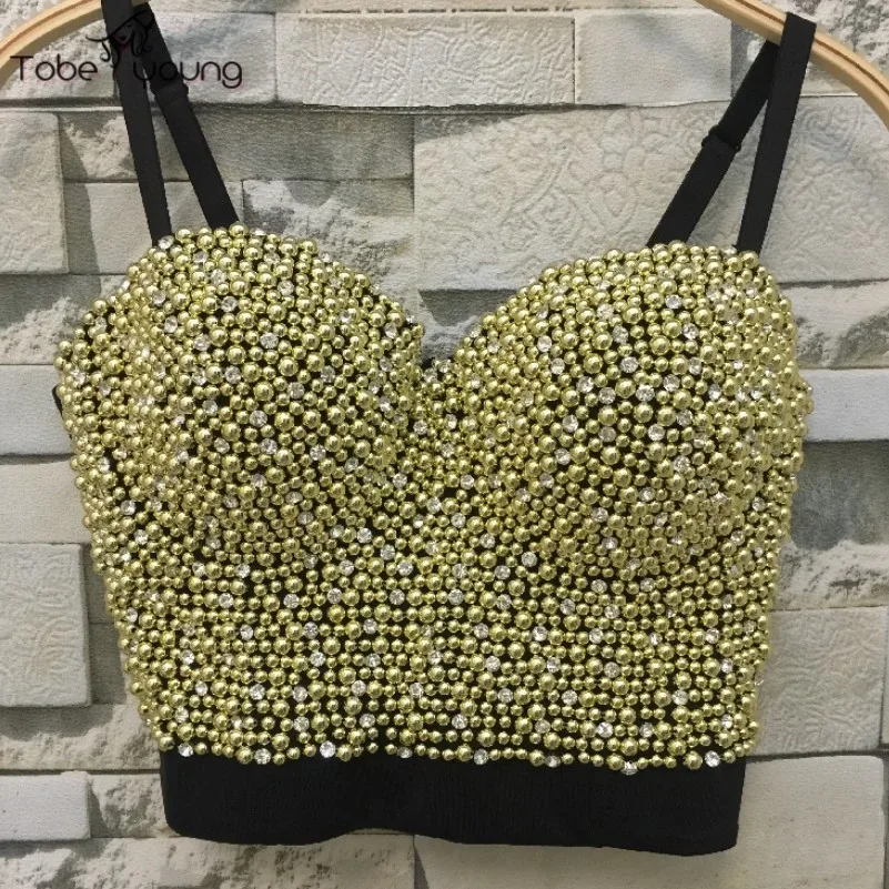 2017 Новое Качество Ручной Сексуальная Горный Хрусталь Бисер Push-Up Bra Bodycon Bralette