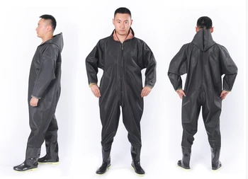 1MM Waterproof Fishing Breathable Chest Waders Respirant Shoes Fish Overalls Boots Strengthed Double-layer Rubber PVC Black Red 