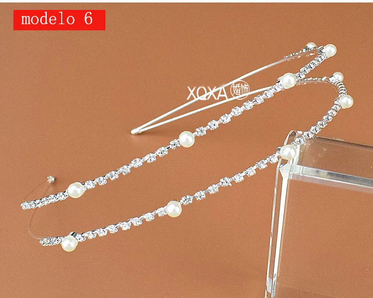 Модная женская обувь со стразами; Cristal Cabeca Bandagem No Cabeca Coroa Tiara De Noiva De Cabelo Acessorios - Окраска металла: modelo 6