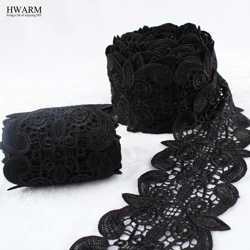 

Black african lace fabric ribbon wedding decoration trim DIY 2yard 10.5CM Garment Lace Polyester Ray Water Soluble Bar Code Lace