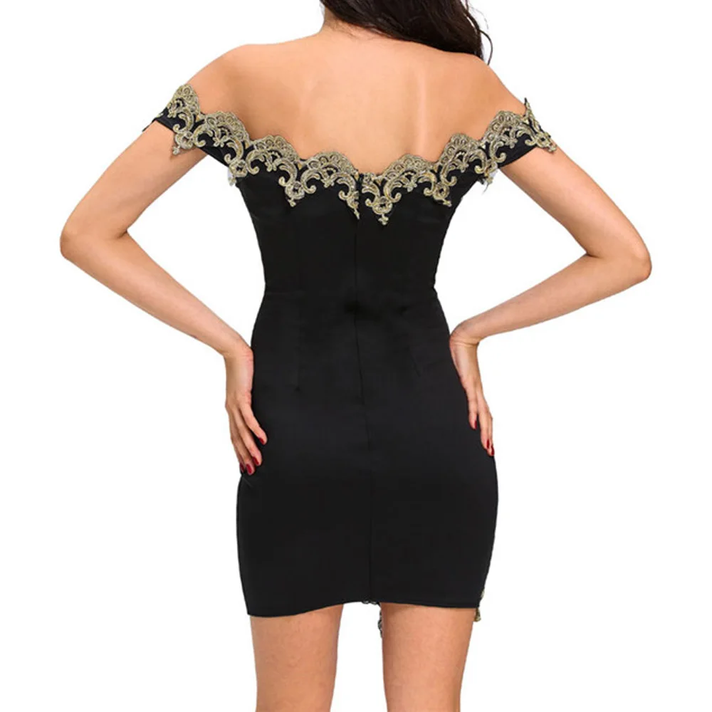 Gold-Lace-Applique-Black-Off-Shoulder-Mini-Dress-LC22715-2-6