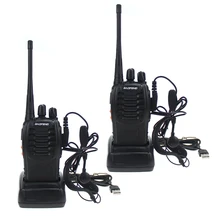 BaoFeng BF-888S Two Way Radio with Earpiece Long Range Rechargeable Walkie Talkie Built in LED Flashlight / USB Charger  (Pair)