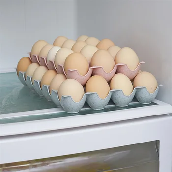 

1 Pcs Egg Storage Shelf Wheat Fiber Organizer Refrigerator Egg Container Racks FPing