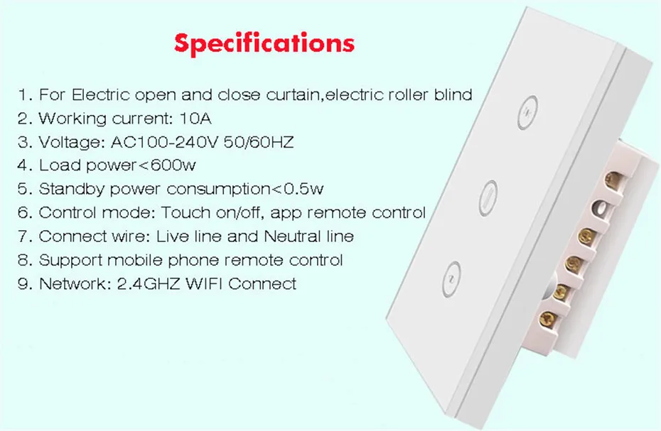 Tuya App Automatic Curtain Rail,Touch wifi Control,DT52S 75W Motor+3M or Less Track+US wifi Curtain Switch,for Google Home Alexa-10