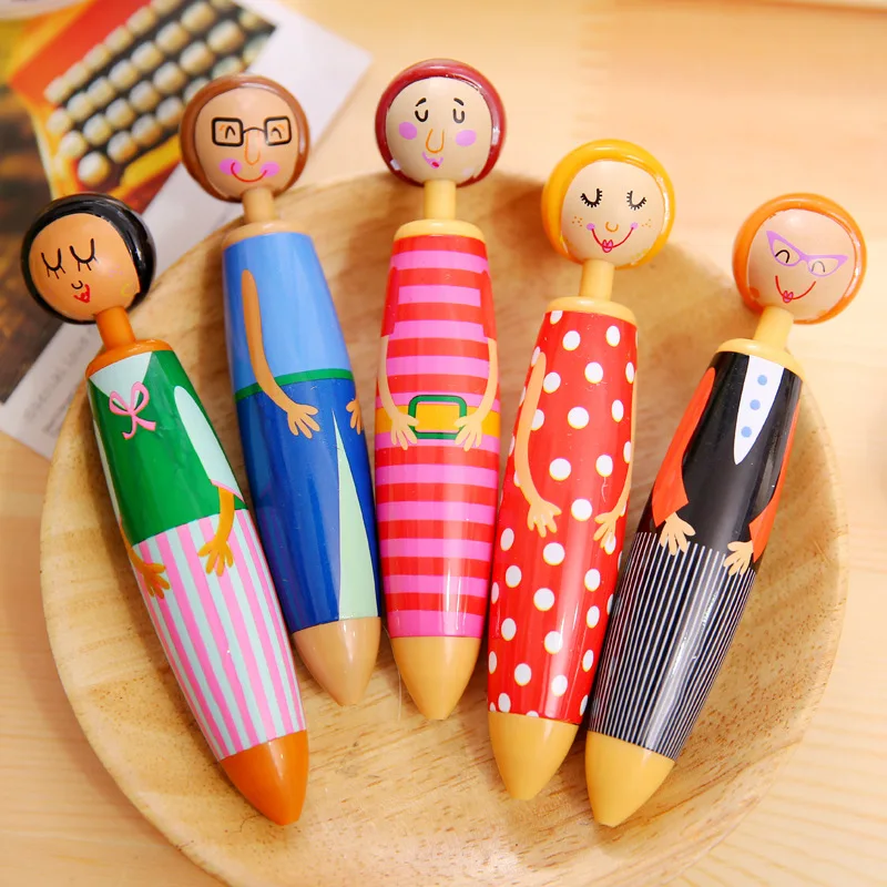 1 Pcs Cute Doll Ballpoint Pen 0.7mm Blue Ink Pens for Writting Stationery Caneta Material Escolar Office School Supplies