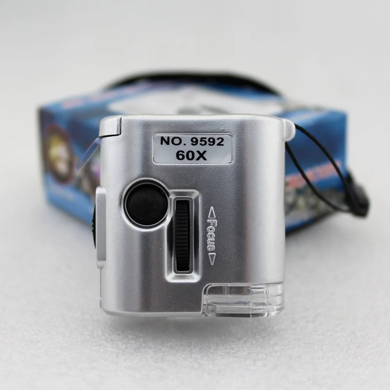 Лупа с карманным микроскопом СВЕТОДИОДНЫЙ УФ светильник HD Mini 60X|Лупы| |