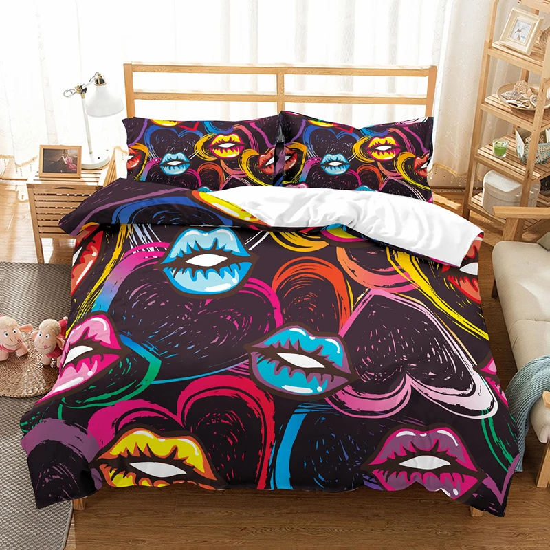 

Yi chu xin 3d Couple bedding set Modern fashion print duvet cover set king comforter bed set