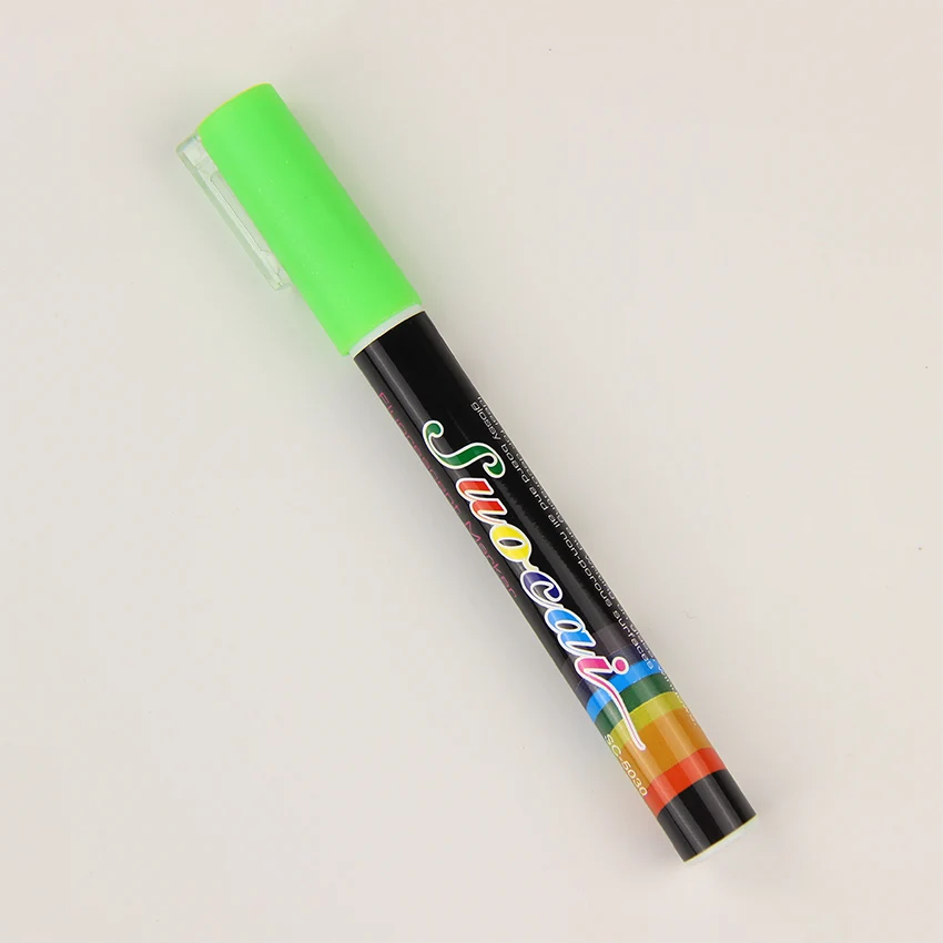 1 шт., 8 цветов, ручка-маркер 3 мм Жидкий Мел флуоресцентные неоновые Маркер СВЕТОДИОДНЫЙ Стекло доска художественный Маркер ручки канцелярские принадлежности - Цвет: Green