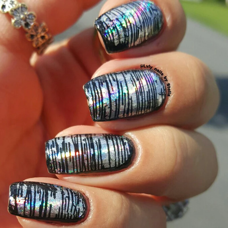 Billige 4cm * 120m Holographische Nagel Folie Fisch skala Marmor Blumen Serie Maniküre DIY Dekorationen Nail art Transfer Nagel aufkleber 1 Rolle