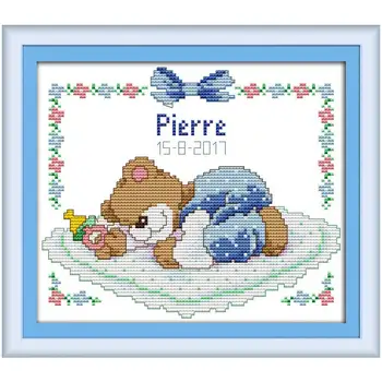 Sleeping baby bear Patterns Counted Cross Stitch 11CT 14CT Cross Stitch Set Wholesale Cross-stitch Kit Embroidery Needlework 3