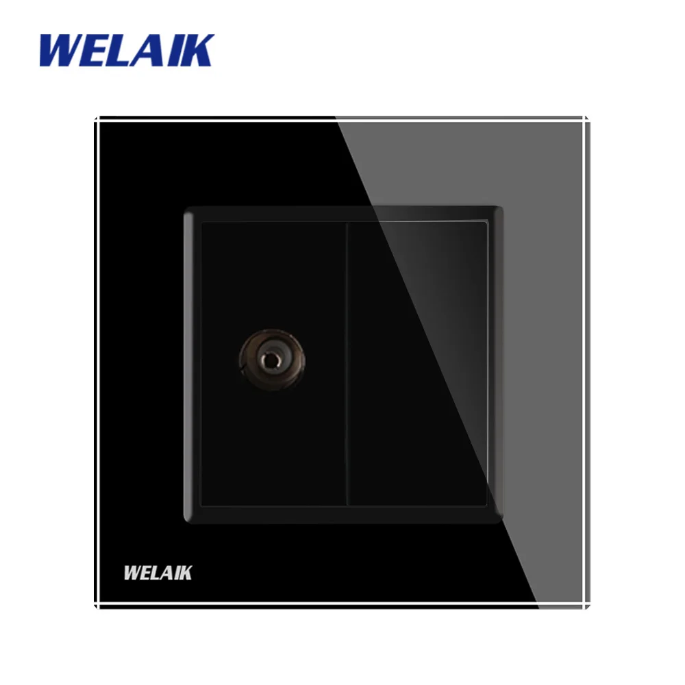 WELAIK Хрустальная панель 1 рамка европейская настенная розетка ТВ A18 TV W/B|glass socket eu|wall