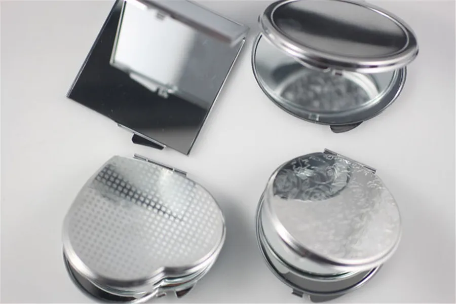 Lote em Branco Espelho de Metal Makeup Compact Espelho Portátil Dobrável 60 Pçs - 14 Cheap Espelhos para maquiagem
