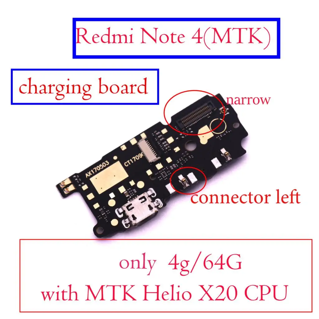 Для Xiaomi Redmi Note 4 4X MTK для прибавления звука Боковая кнопка зарядная плата заряда микрофон системная плата Материнская плата Flex кабель - Цвет: charging board