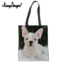 Бесшумные дизайнерские холщовые сумки для женщин с принтом мопса, повседневная сумка для покупок, Экологичная Складная Сумка-тоут для девочек, большая пляжная сумка на заказ