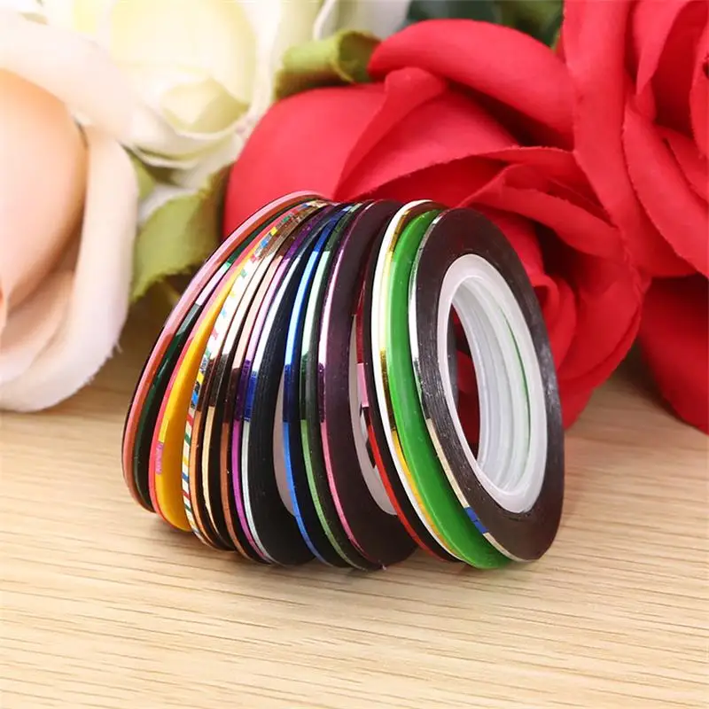 

10Pcs/lot Mix Colors Rolls Striping Tape Line Nail Art Decoration Sticker DIY Nail Tips Nail Manicure tools