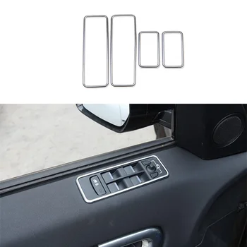 

4pcs Chrome car accessories interior Door Armrest Window Llift Buttons Frame Trim Fit For Land Rover Discovery Sport 2015-2018