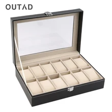 OUTAD 12 Slots Leather Jewelry Holder Tray Watch Box Custom Organizer Storage Display Stand Rack Case Gift Pillow Casket New