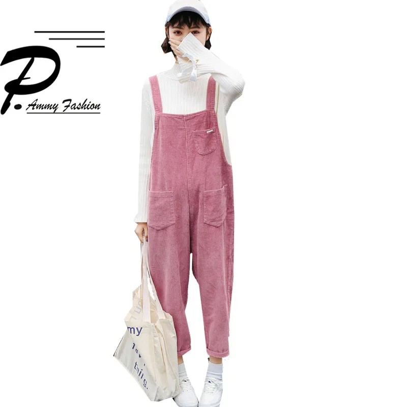 

Corduroy Fashion Oversized Casual Low Drop Crotch Harem Loose Jumpsuits 2018 Autumn Winter Overalls Trousers European Rompers