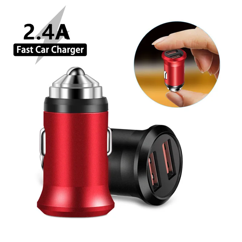 

2.4A Mini Dual USB Car Charger Universal Fast Charging Adapter For iPhone Samsung Xiaomi iPad Mobile Phone GPS Car-Charger