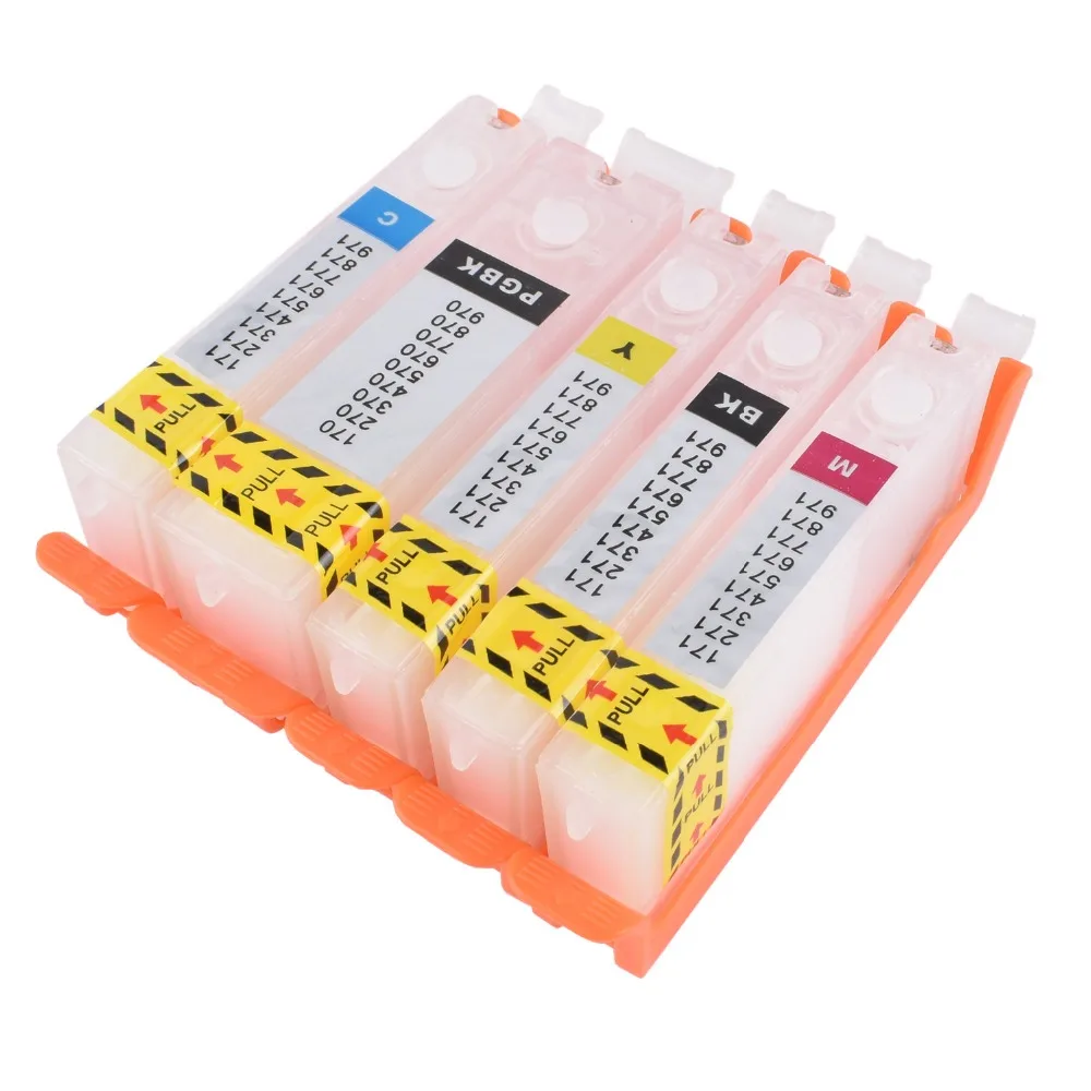 

5 color for canon 770 771 PGI-770 PGBK CLI-771 refillable ink cartridge permanent chip For canon PIXMA MG5770 MG6870 printer