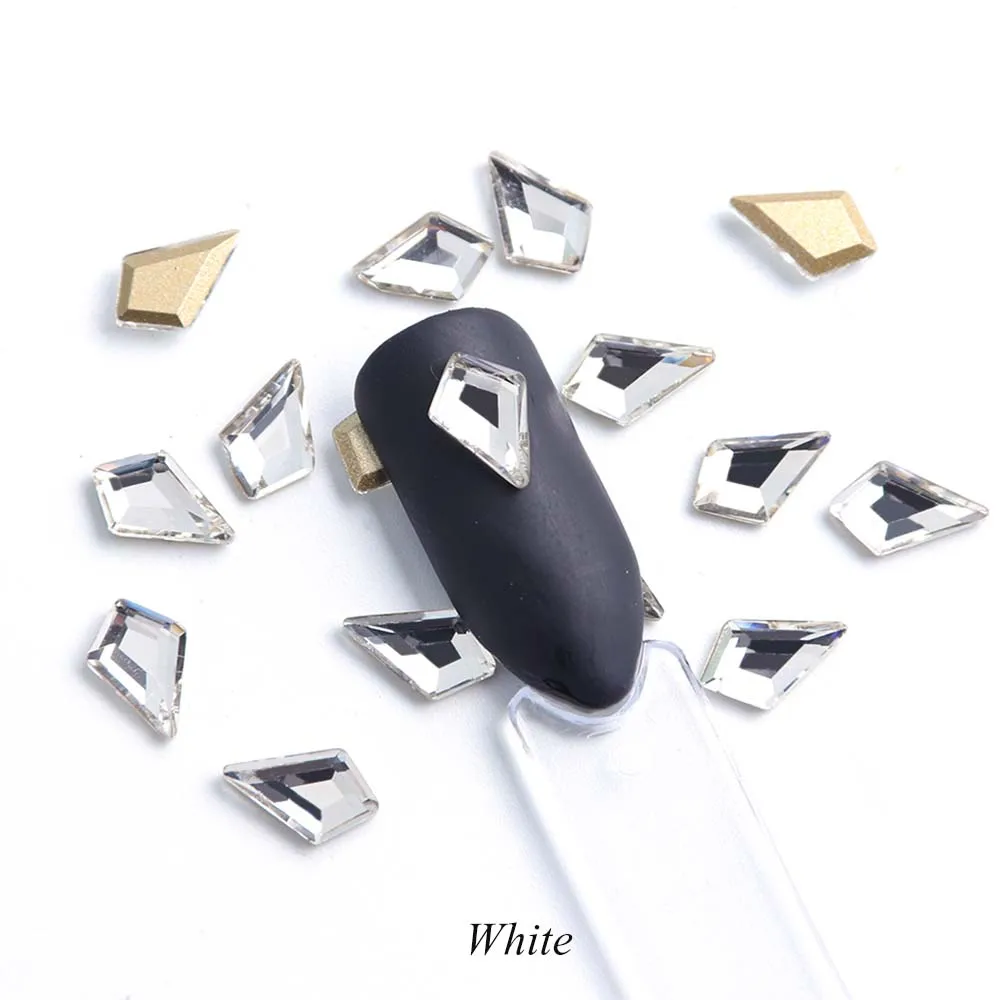 10 шт. Стразы ab crystal Diamond золотые наклейки для ногтей-задняя блеск страз драгоценного камня украшения ваших ноготков, 3D Подвески Ювелирные изделия CH739-1 - Цвет: White