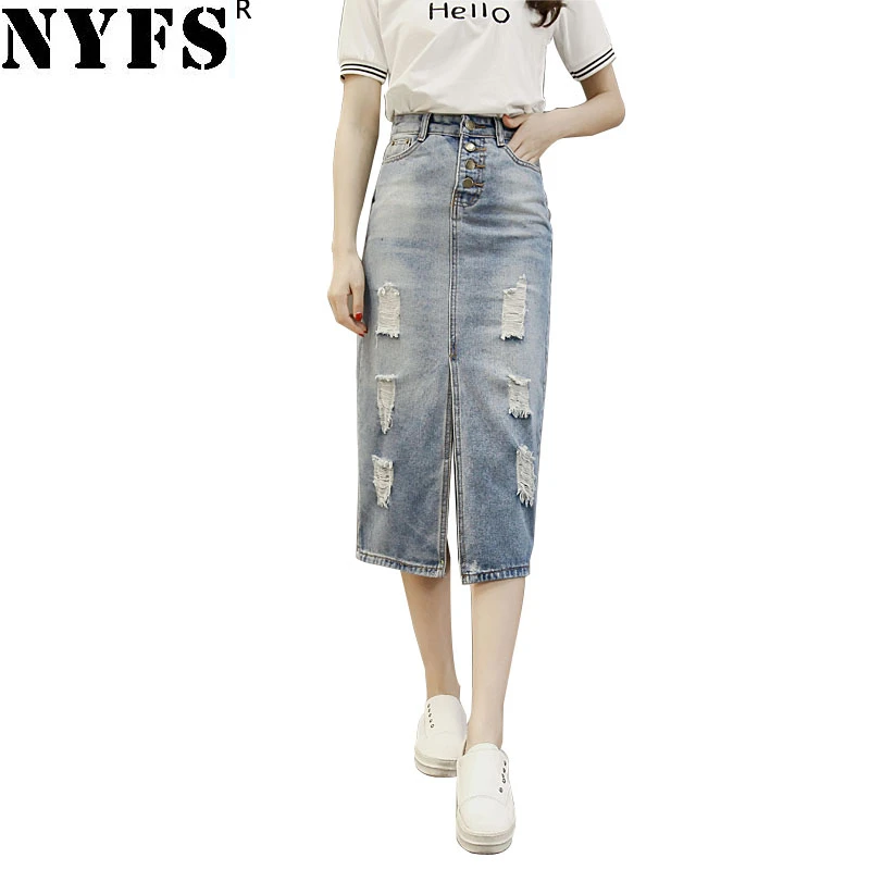 maxi denim pencil skirts
