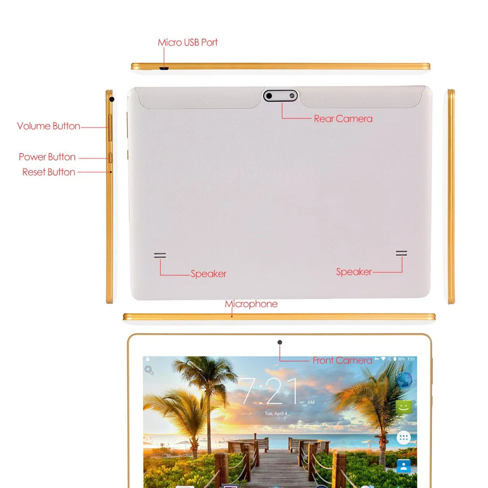 10 настольных ПК WiFi Восьмиядерный компьютер Android 5 1 3G 4G Let Dual SIM IPS 1280x800