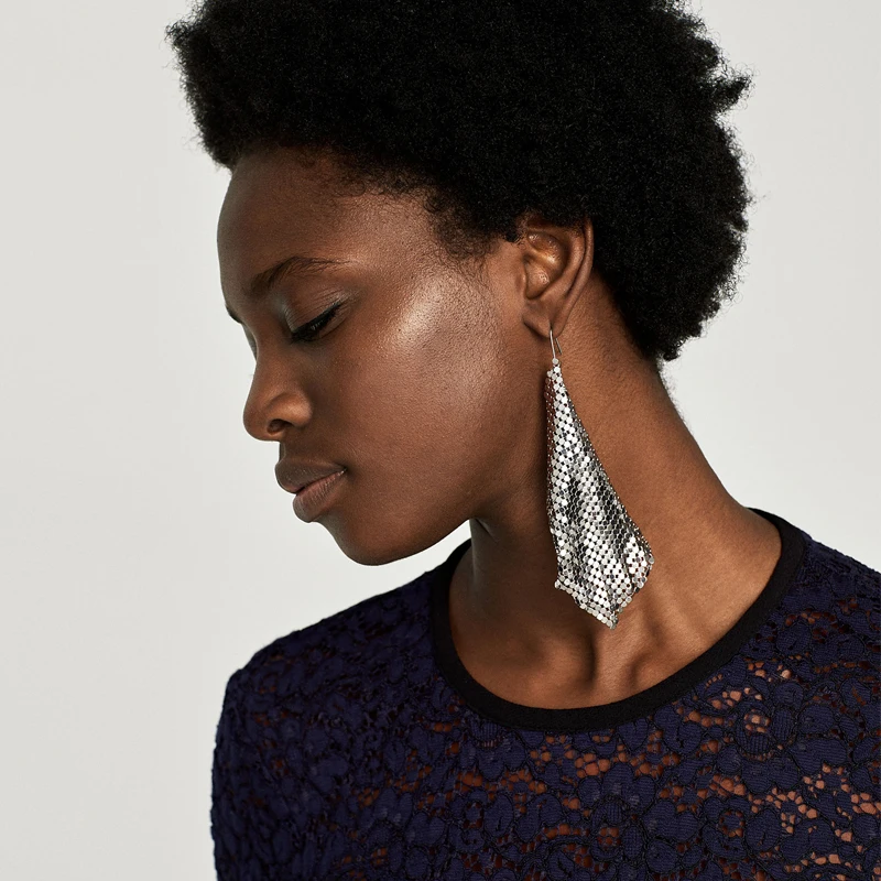 

Vodeshanliwen Metal Mesh Earrings New Fashion Jewelry Tassel Long Earrings For Women Accessories Hot Bohemian Dangle Earrings
