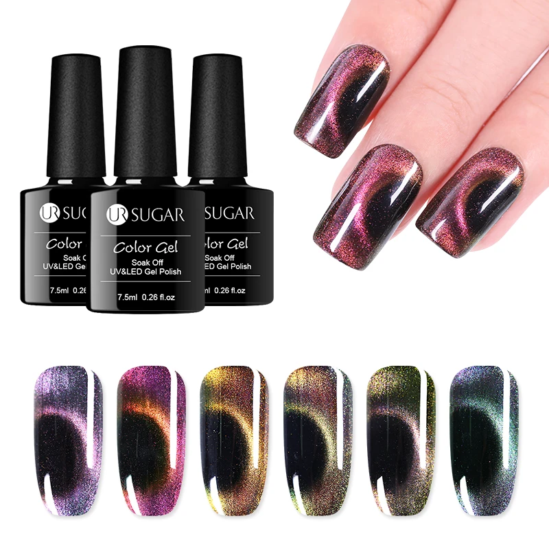 

UR SUGAR 3D Chameleon Cat Eyes UV Gel Polish Soak Off Magnetic Nail Varnish Nail Art Semi Permanent Led UV Gel Nail Enamel