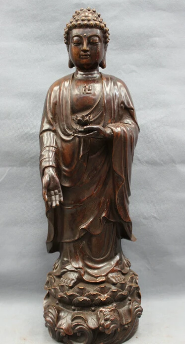 

Collectible bronze S1294 22" Tibet Bronze Gilt Folk Lotus Stand Shakyamuni Sakyamuni Buddha Statue (B0328)