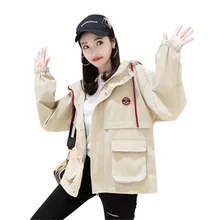 Весна и Осень корейский вариант с капюшоном BF рабочие куртка Женская Свободные в духе колледжа куртка TB180810