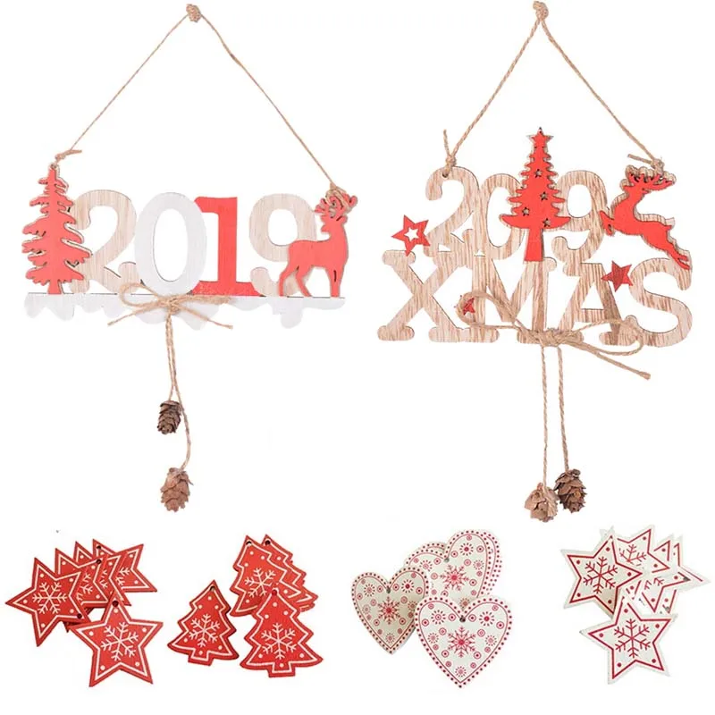 Hoomall Wooden Hanging Pendents Heart Red Crafts Door Ornaments