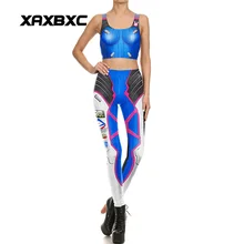 XAXBXC 1641, сексуальный спортивный костюм для девушек, набор, Blizzard OW D. VA, майка с принтами, Леггинсы для йоги, штаны, укороченный топ, жилет для спортзала, фитнеса, женские комплекты для йоги