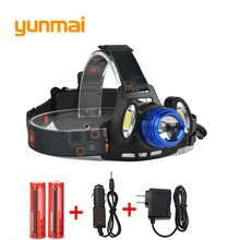 Высокая мощность светодиодный налобный фонарь светодиодный светильник ing Головной фонарь XML T6+ 2COB головной светильник рыболовный светильник лампа+ 2*18650 батарея+ Автомобильное зарядное устройство EU/US/AU/UK
