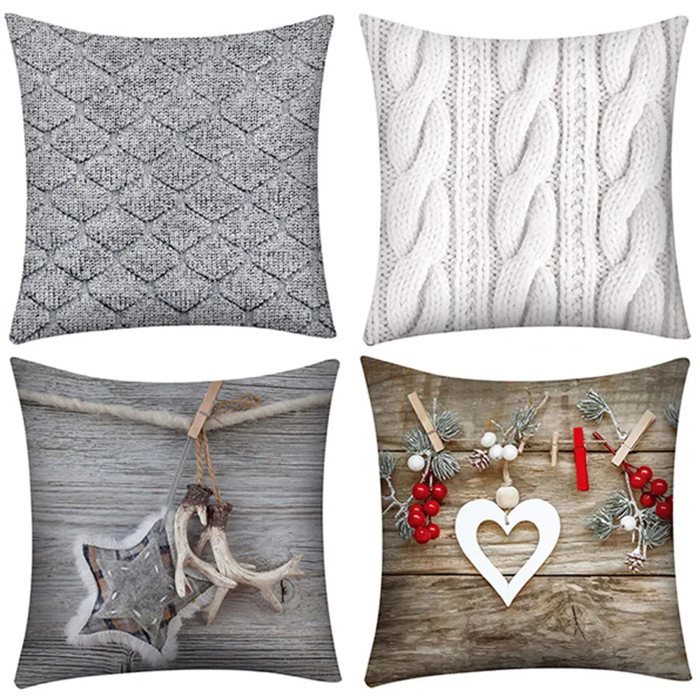 

ISHOWTIENDA Print Pillow Case Polyester Sofa Car Cushion Cover Home Decor printed square Cushion cover white