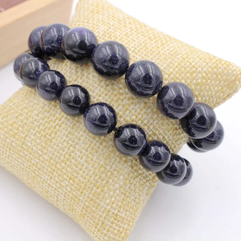Винтажные темно синие браслеты с бусинами из песчаника для женщин женские модные