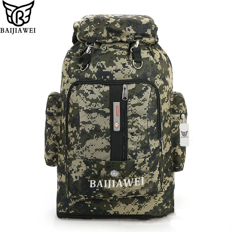

BAIJIAWEI 85 Liters Large Capacity Multifunction Men's Travel Bags Backpack man Camouflage Bag Trekking Rucksacks Men Backpacks
