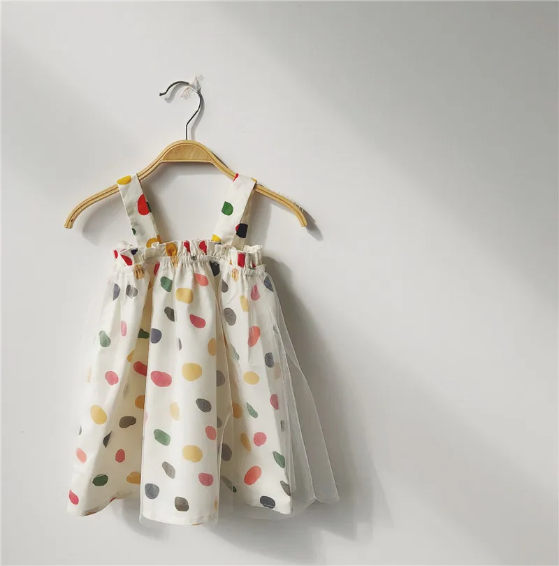 

EnkeliBB Toddler Girls Cute Polka Dot Dress Kids Tutu Dresses Korean Baby Girl Lovely Sling Tutu Dress Loose Style Tutu Summer