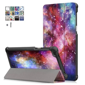 

For Lenovo Tab 7 TB-7504F Tablet Case Cover For Lenovo Tab 4 7 TB-7504X/F/N Smart Print Flip Leather Stand Capa Fundas+Stylus
